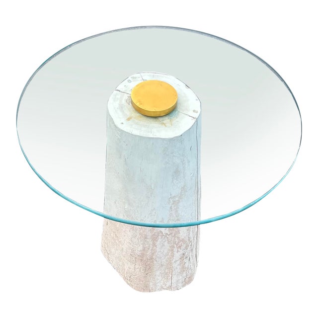 Vintage Cypress Wood Side Table Steven Chase Post Modern For Sale