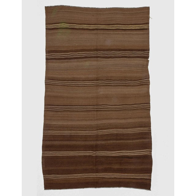 Textile Vintage Brown Natural Wool Kilim Rug-6'1'x10'9" For Sale - Image 7 of 7