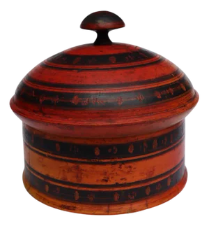 Handpainted Wooden Lacquerware Spice Box, 1950s