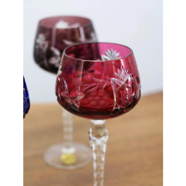 Colored Crystal Wine Glasses, Set of 6 For Sale - Image 4 of 10