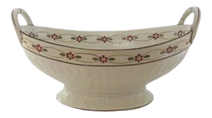 Wedgwood Creamware Queen's Ware Decorated Footed Oval Bowl Side Handles