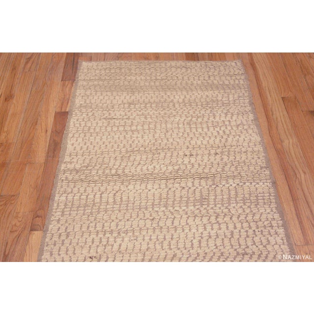 Beautiful Soft Neutral Minimalist Modern Handmade Runner Rug, Country of origin: Central Asia, Circa date: Modern Rugs -...
