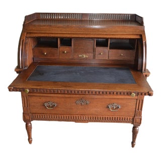 Antique Oak Cylinder Desk For Sale
