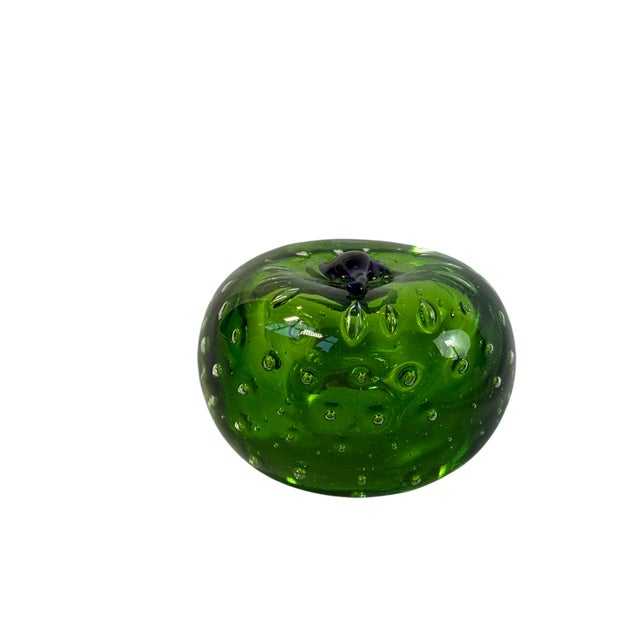 Green 1970's Vintage Murano Glass Style Green Apple Paperweight For Sale - Image 8 of 12