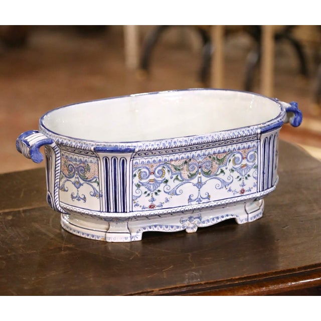 This early 20th-century French faience jardinière was crafted in Desvres, a town in northern France celebrated for its...