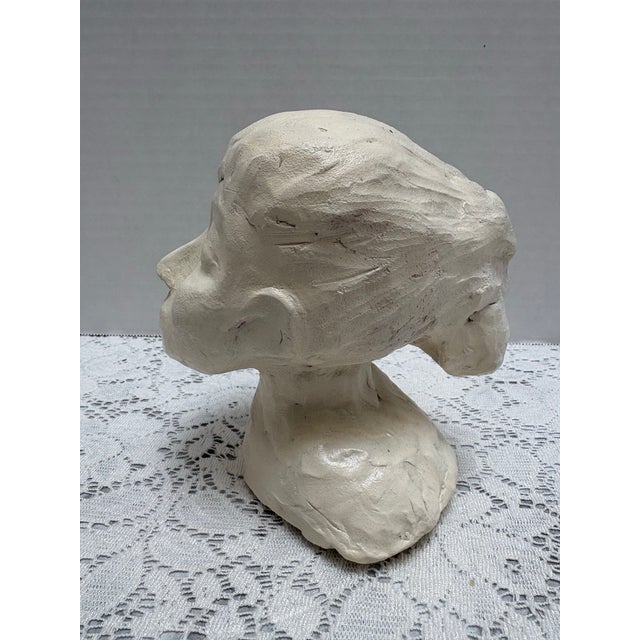 Off-white Vintage Artisan Sculpture of a Female Head For Sale - Image 8 of 8