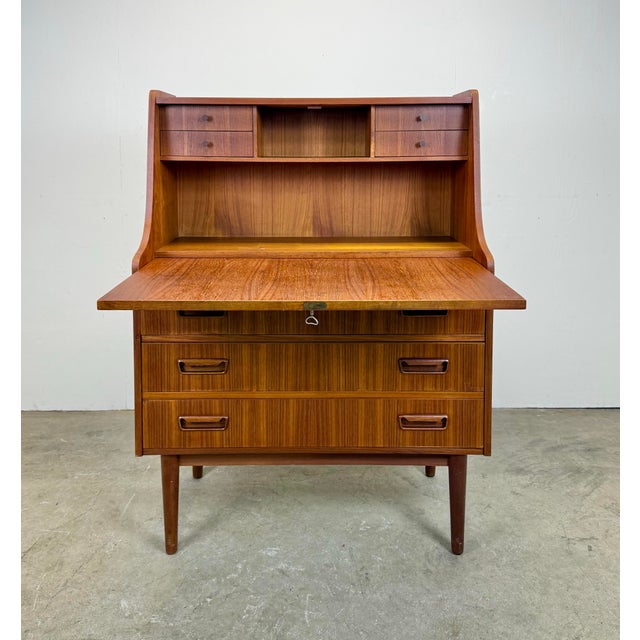 Mid-Century Danish Modern Drop Down Secretary Desk in Teak by Maurice Villency, Denmark, C. 1960s For Sale In New York - Image 6 of 12