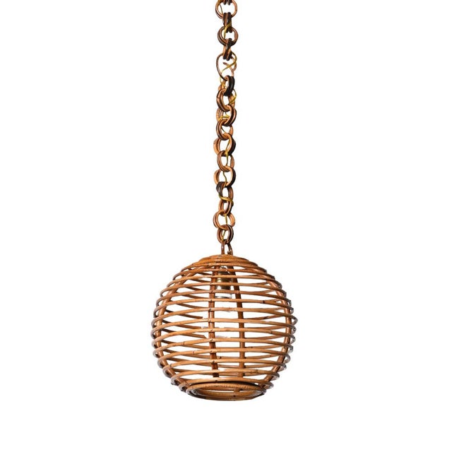 1960s Mid-Century French Riviera Bamboo and Rattan Spherical Lamp, Italy, 1960s For Sale - Image 5 of 18