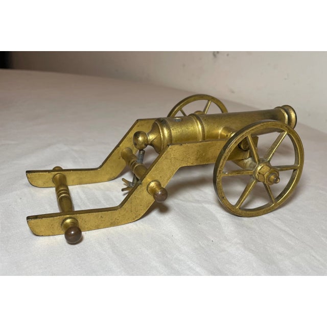 Rare Antique Early 20th Century Gilt Brass Machinist Mini Scale Cannon Model For Sale - Image 4 of 13