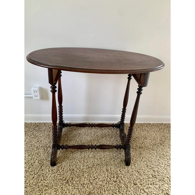 Late 19th Century American Victorian Spool Turned Oval Walnut Side Table For Sale - Image 10 of 11
