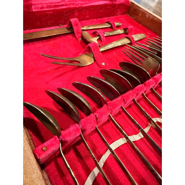 Vintage Thai Siam Flatware Set - 29 pcs with wooden case For Sale - Image 9 of 12