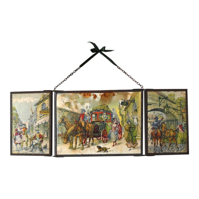 1920s French Triptych Vanity Mirror For Sale