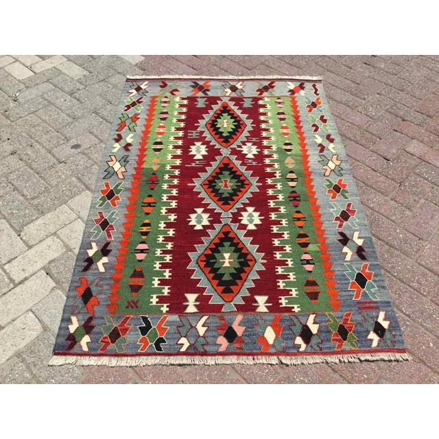 Vintage Turkish Kilim Rug, 58" X 41" For Sale - Image 11 of 11
