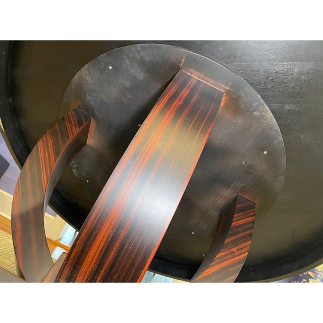 Vintage Art Deco Macassar Ebony Round Dining Table For Sale In New York - Image 6 of 16