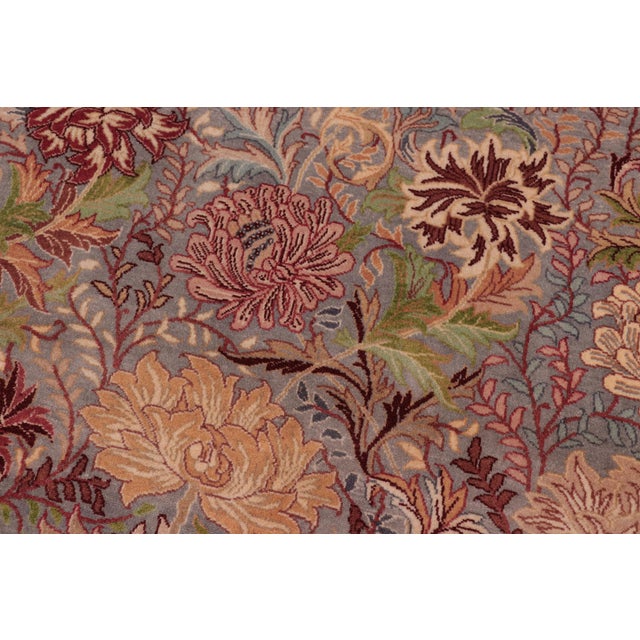 Shabby Chic Floral 1990's Square William Morris Pak-Persian Gray/Gray Wool Rug - 8'0'' X 8'3'' For Sale - Image 3 of 9