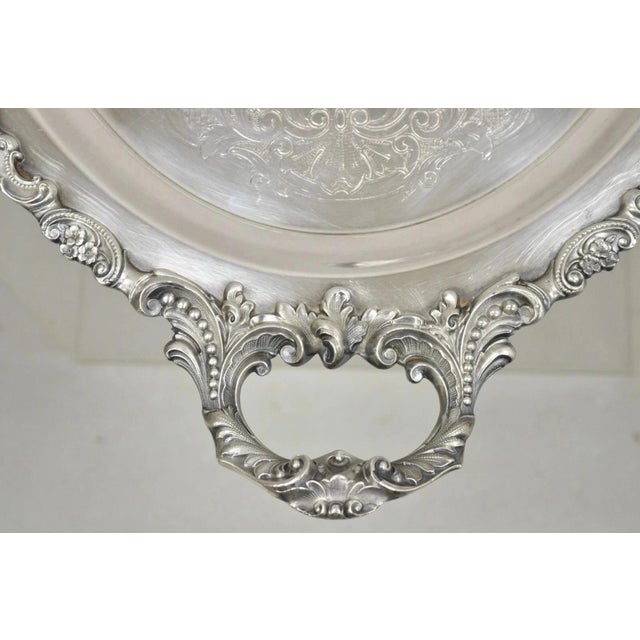 Silver Vintage Baroque by Wallace Oval Silver Plated Victorian Serving Platter Tray For Sale - Image 8 of 11