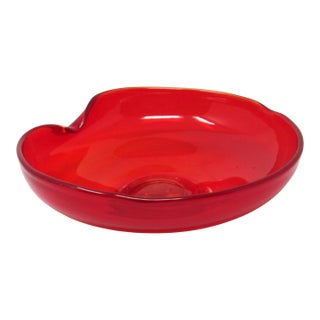 1960s Ruby Red Hand-Blown Glass Ashtray For Sale