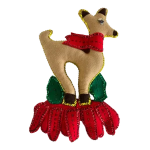 Beaded & Sequined MCM Felt Reindeer Wall Hanging