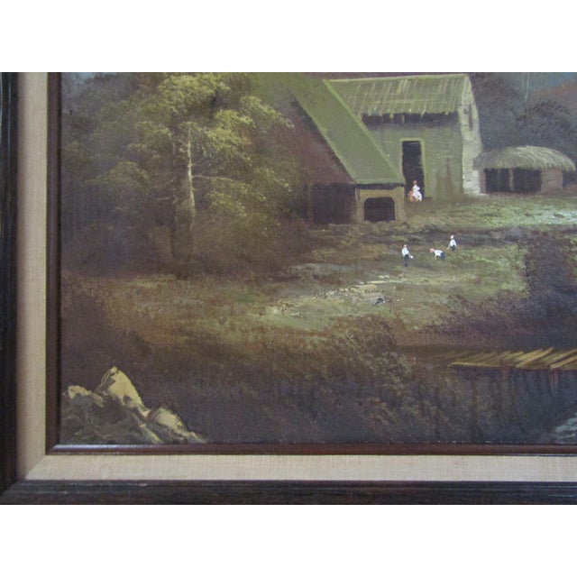 Wood 1980s Large Signed Cho Young K Korean Mountain Landscape Oil Painting For Sale - Image 7 of 10