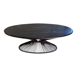 Vintage Black Marble and Wrought Iron Coffee Table. For Sale