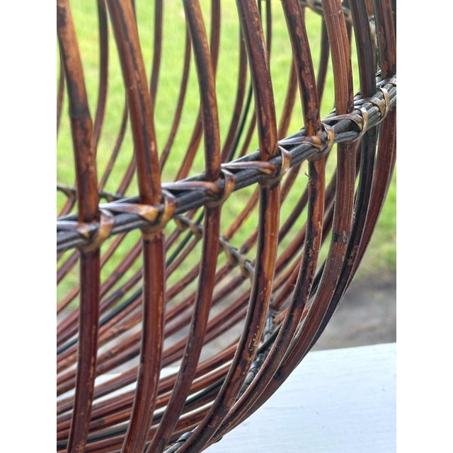 Franco Albini Franco Albini Rattan Cage Pendant Chandelier With Interior Shade For Sale - Image 4 of 12