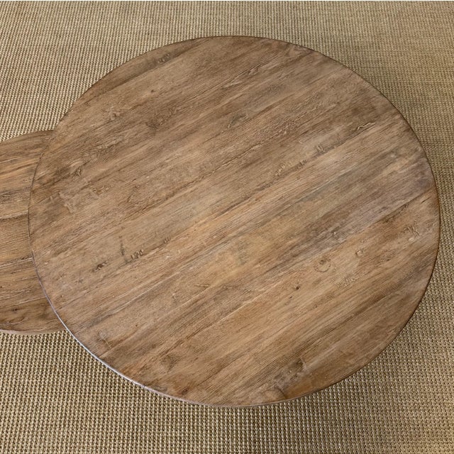 Nest Coffee Table Set 2 Piece in Reclaimed Elm Wood For Sale In Los Angeles - Image 6 of 10