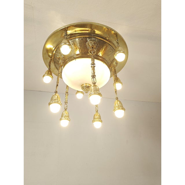Art Nouveau Ceiling Lamp with Lion Heads, 1900s For Sale - Image 10 of 15