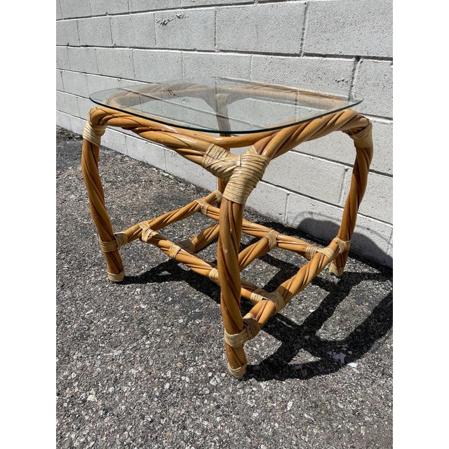 Fabulous vintage Vivai Del Sud Style Rattan Side / End Table Versatile shape that will fit many spaces and setups plus 2...