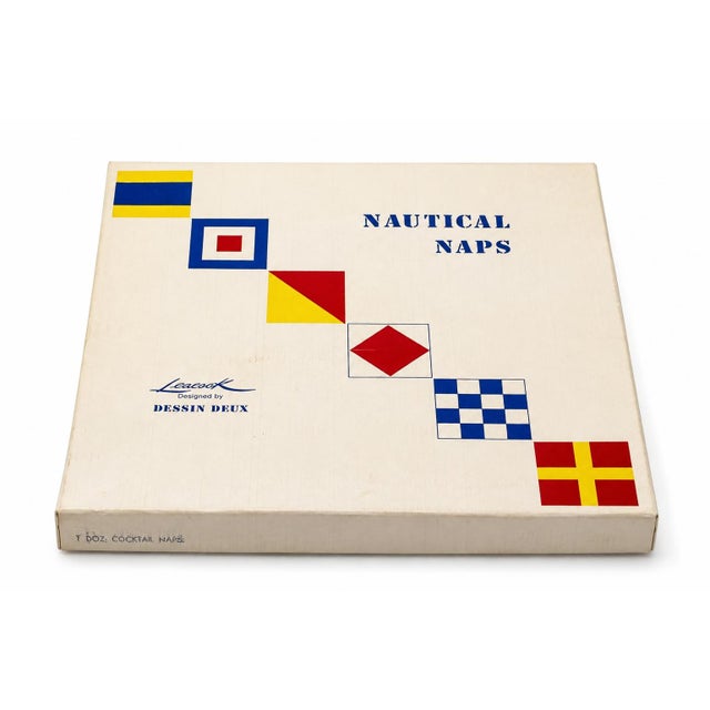 Mid 20th Century Vintage Set 12 Leacock Nautical Naps Signal Flag Linen Cocktail Napkins For Sale - Image 5 of 9