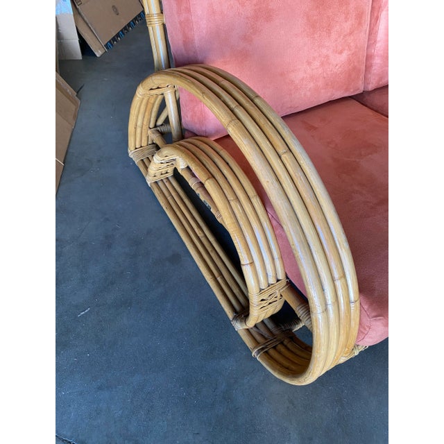 1950s Restored "Double Tear Drop Arm" Rattan Lounge Chair & Sofa by Tochiku, 2 Pieces For Sale - Image 5 of 13