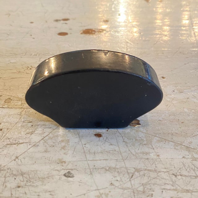 Black 19th Century French Antique Papier Mache Lacquer Shell-Shaped Snuff Box Keep-Safe With Silver Inlay For Sale - Image 8 of 8