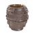 This sculptural ceramic piece features a rugged, layered texture that mimics the strata of ancient rock formations or...