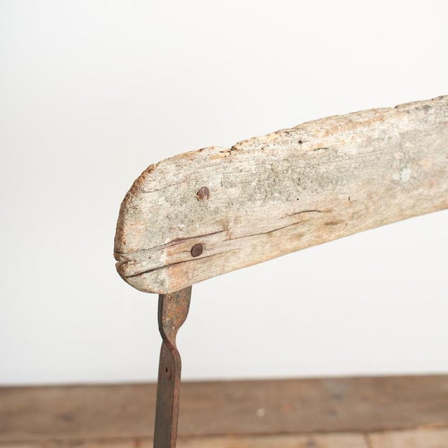 Antique French Rustic Iron Folding Garden Bench For Sale - Image 9 of 12