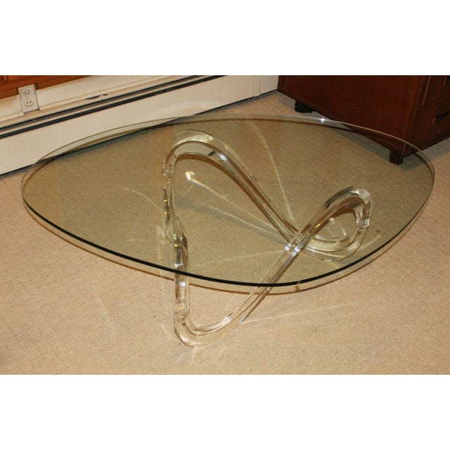 Shlomi Haziza Coffee Table With Lucite Acrylic & Glass Post For Sale - Image 11 of 11