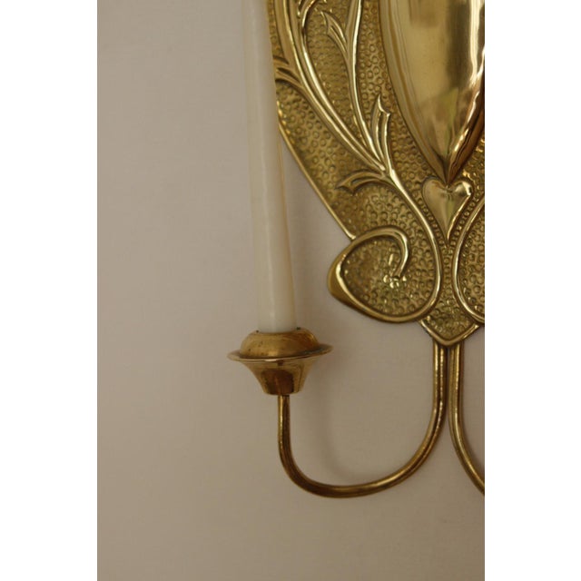 Swedish Art Nouveau Style Brass Double Arm Sconces, Set of 2 For Sale - Image 10 of 17
