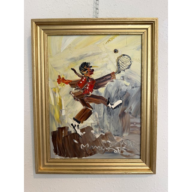 This original oil painting by renowned Polish-American artist Morris Katz (1931–2010) depicts his playful interpretation...