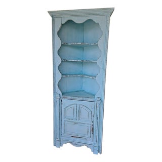 Rustic Lacquer Corner Cabinet with Shelves For Sale