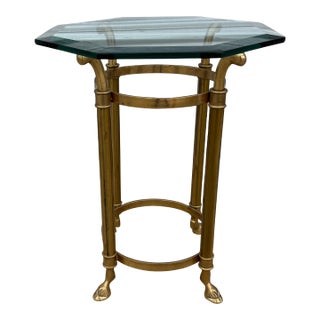 1970s Brass and Glass Side Table Attributed to La Barge For Sale