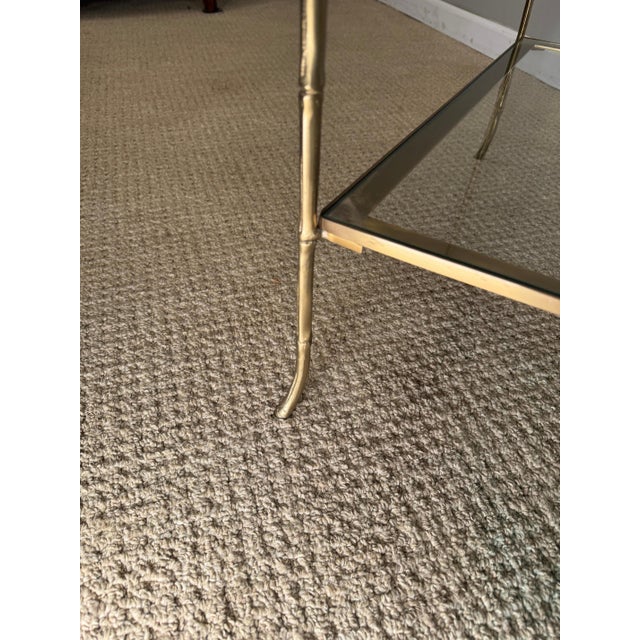 Faux Bamboo Brass & Glass table For Sale - Image 12 of 12
