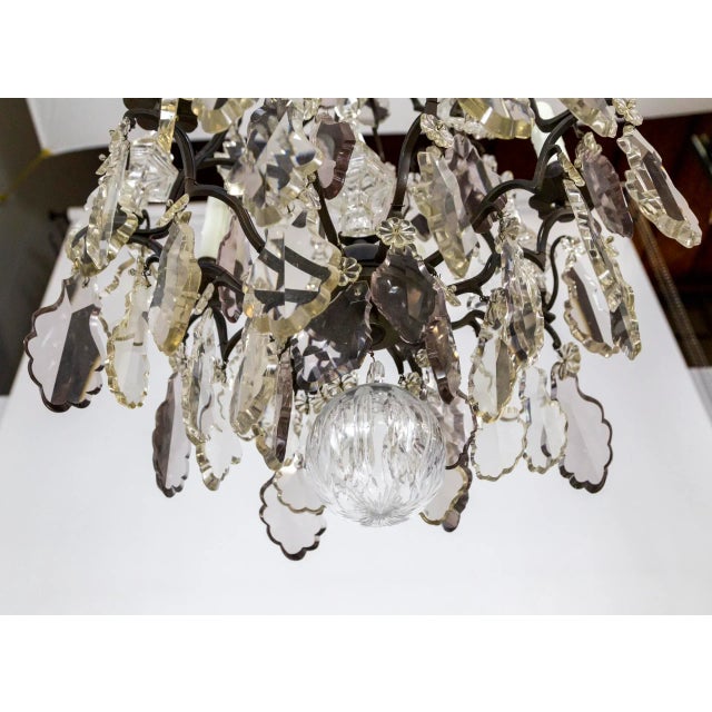 Metal Late 19th Century Multi Crystal & Spire Blackened Bronze Birdcage Chandelier For Sale - Image 7 of 11