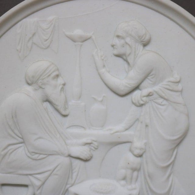 Ceramic Pair of Antique Parian Ware Classical Bisque Porcelain Plaques C1880 For Sale - Image 7 of 7