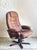 Brown Set of Scandinavian Brown Leather Recliner Lounge Chair with Ottoman, 1990 For Sale - Image 8 of 17
