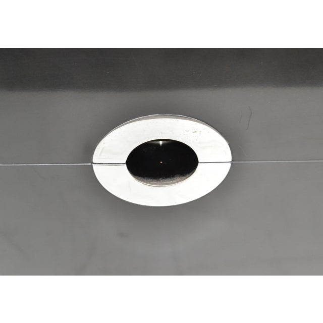 Wood Willy Rizzo Black Laminated Wood & Chrome Sideboard, Dresser, Cabinet Italy Pair For Sale - Image 7 of 13