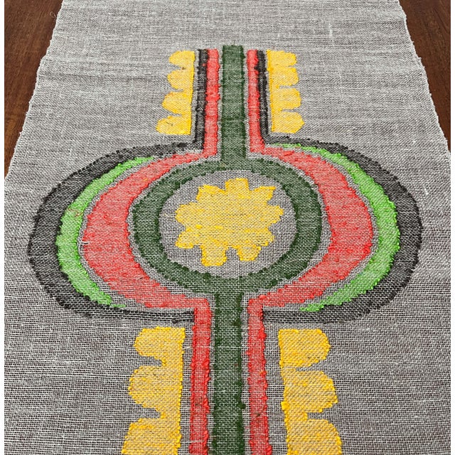 Mid-Century Modern Embroided Linen Wall Hanging Tapestry, Finland, 1960s For Sale - Image 17 of 18