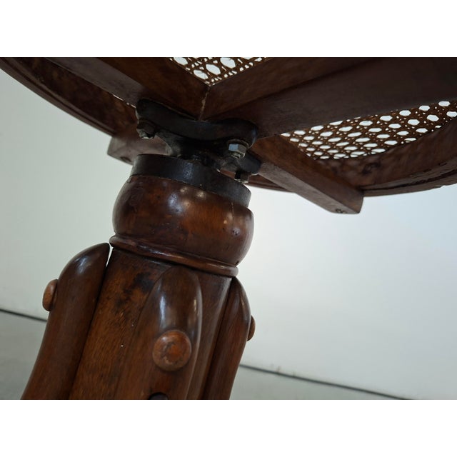 Piano Stool in Bent Beech and Vienna Straw, 1980 For Sale - Image 9 of 10