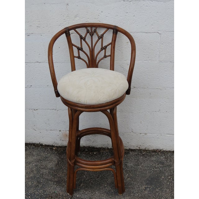 Hollywood Regency Bamboo Rattan Swivel Barstools a Set of Four 6367 For Sale - Image 18 of 18