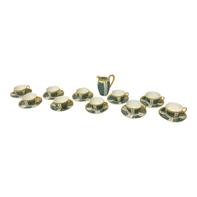 E. Dumas Limoges France Teacups & Milk Pitcher - Service for 10 For Sale