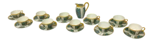 E. Dumas Limoges France Teacups & Milk Pitcher - Service for 10