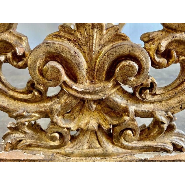 Italian Carved Giltwood Bench W/ Embossed Leather For Sale - Image 12 of 17