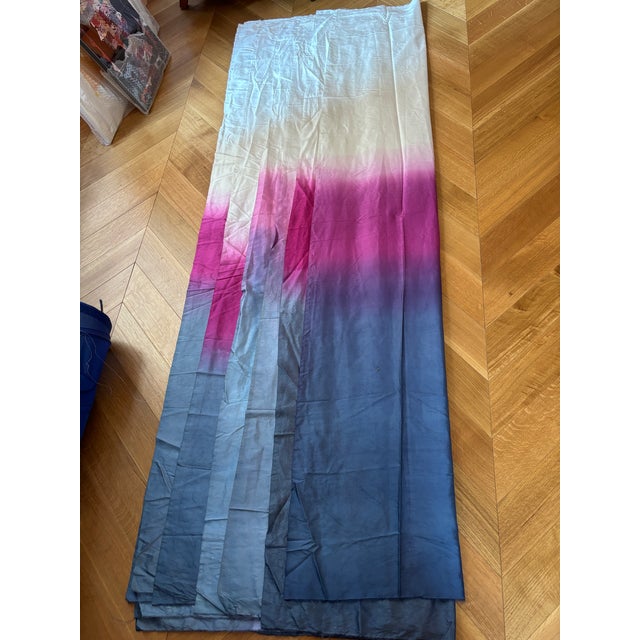 Custom White, Pink & Blue Silk Dip Dye Fabric Panels- 9 Pieces For Sale - Image 4 of 7